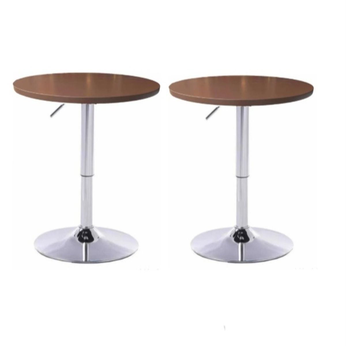 ARTIHOGAR - Pack 2 Mesas Bar Altura Regulable 60cm Diámetro Color Cafe