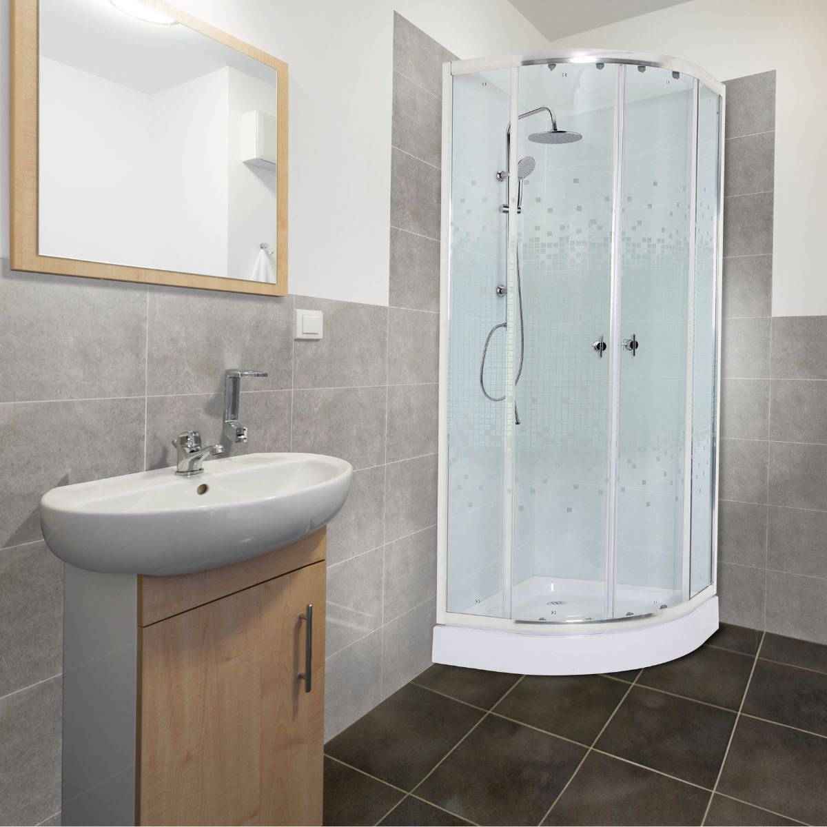 JOYTEK - Shower Door 90x90cm 5mm Mampara Curva INCLUYE RECEPTÁCULO