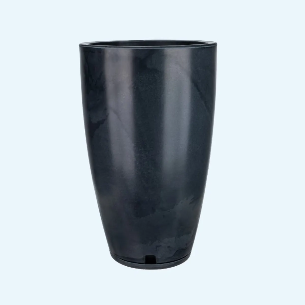 FLORIDIS - MACETERO FLORIDIS NEGRO EFECTO MARMOL AMSTERDAM 65CM ALTO CON PLATO