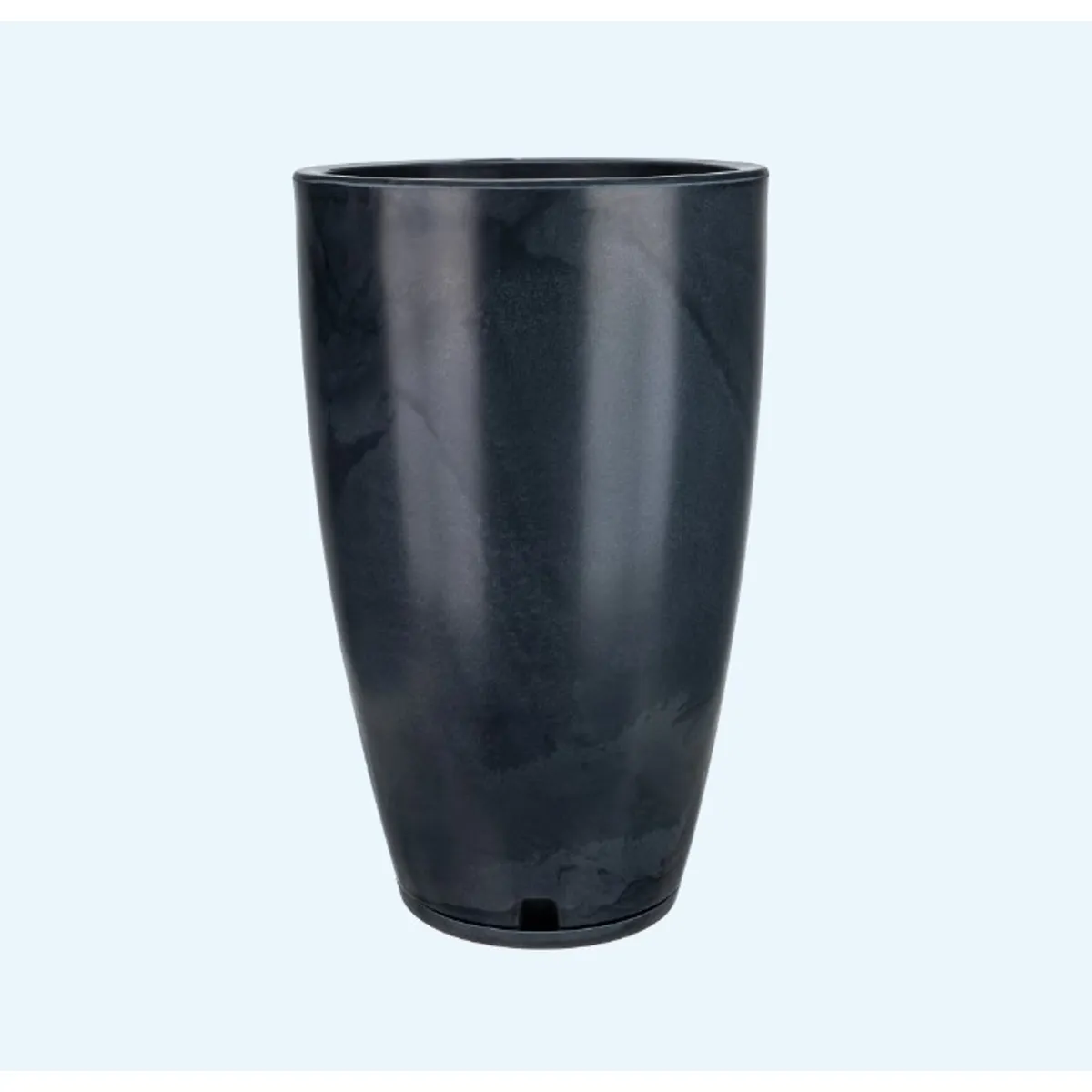 FLORIDIS - MACETERO FLORIDIS NEGRO EFECTO MARMOL AMSTERDAM 65CM ALTO CON PLATO