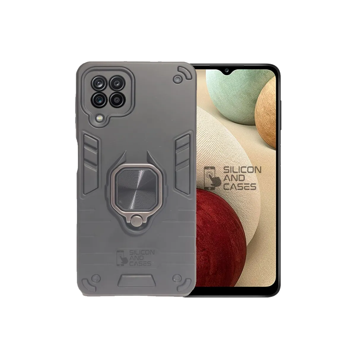 GENERICO - CARCASA PARA SAMSUNG A12 NEGRA ANTIGOLPE ANILLO PROTECTOR CAMARA
