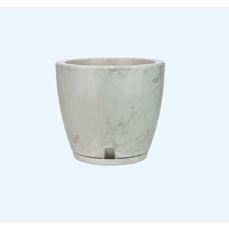 FLORIDIS - MACETERO FLORIDIS GRIS EFECTO MARMOL AMSTERDAM 28CM ALTO CON PLATO
