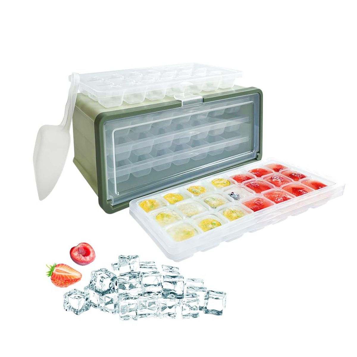 EVERSO - Cubetera Hielo Silicona Molde Para 63 Cubos Ice Cube Maker