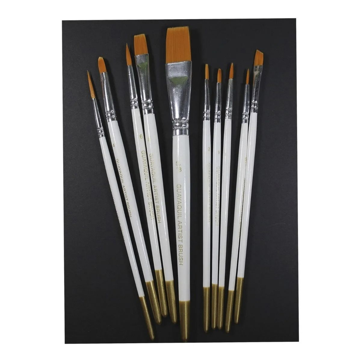 GENERICO - Set 10 Pinceles Guayaquil Blanco Pelo Sintético