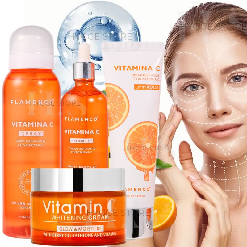 FLAMENCO - kit Completo Skincare Vitamina C Crema Limpiador Tonico