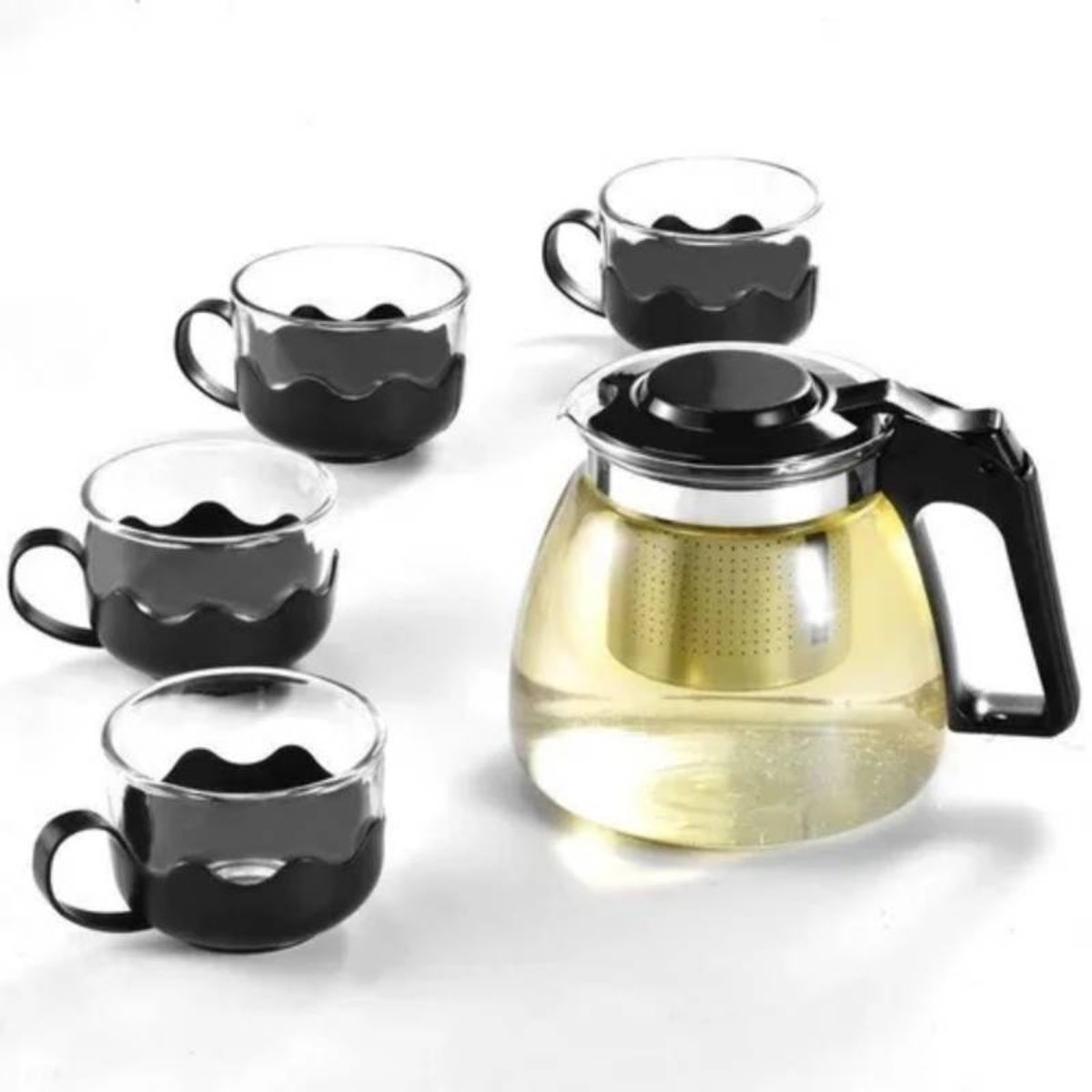 GENERICO - TETERA DE VIDRIO CON FILTRO + 4 TAZAS