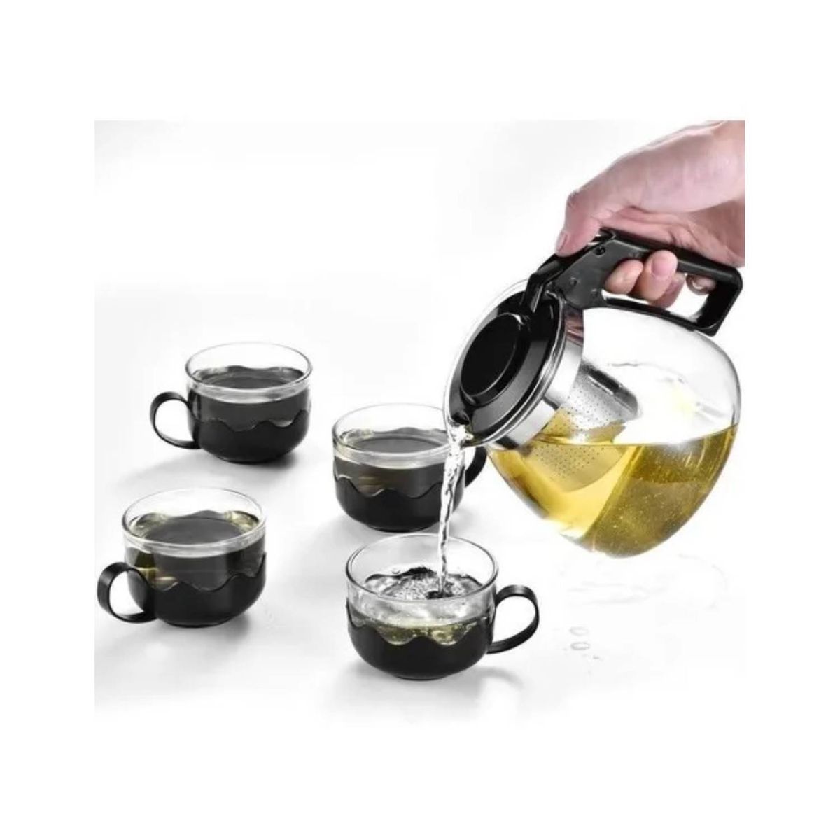 GENERICO - TETERA DE VIDRIO CON FILTRO + 4 TAZAS