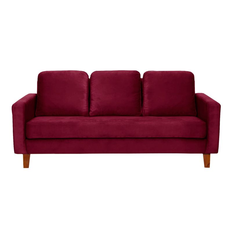 LATAM HOME - Sofá Latam Home Venecia 3 Cuerpos Tela Velvet Burdeo