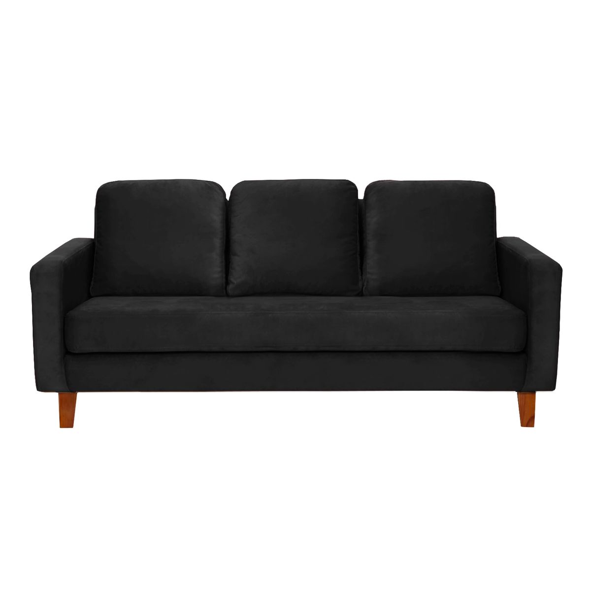 LATAM HOME - Sofá Venecia 3 Cuerpos Tela Velvet Negro