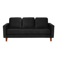 Sofá Venecia 3 Cuerpos Tela Velvet Negro