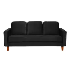 LATAM HOME - Sofá Venecia 3 Cuerpos Tela Velvet Negro