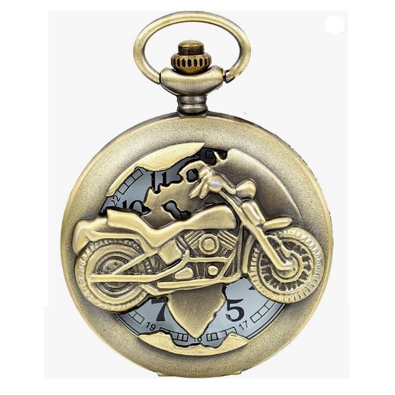 GENERICO - RELOJ DE BOLSILLO MOTO CON TAPA CALADA VINTAGE