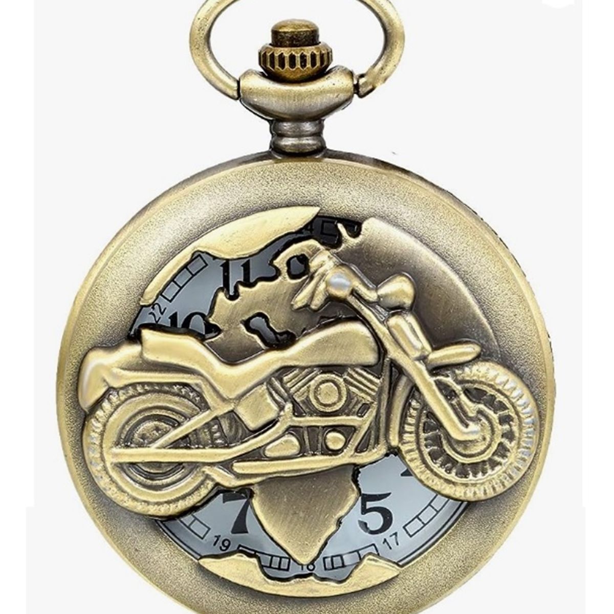 GENERICO - RELOJ DE BOLSILLO MOTO CON TAPA CALADA VINTAGE