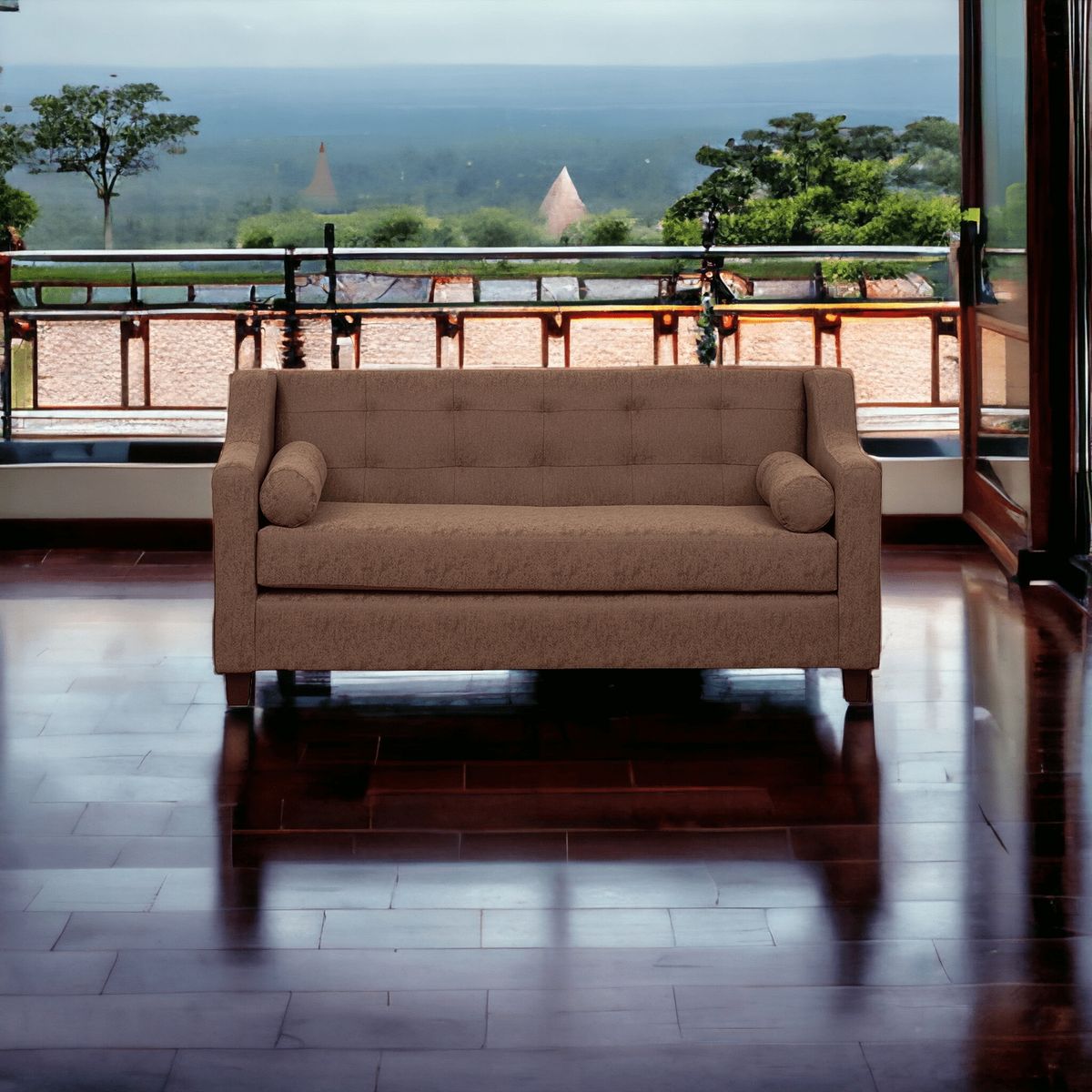 MUEBLES AMERICA - Sofá Eliff 3 Cuerpos Lino Café