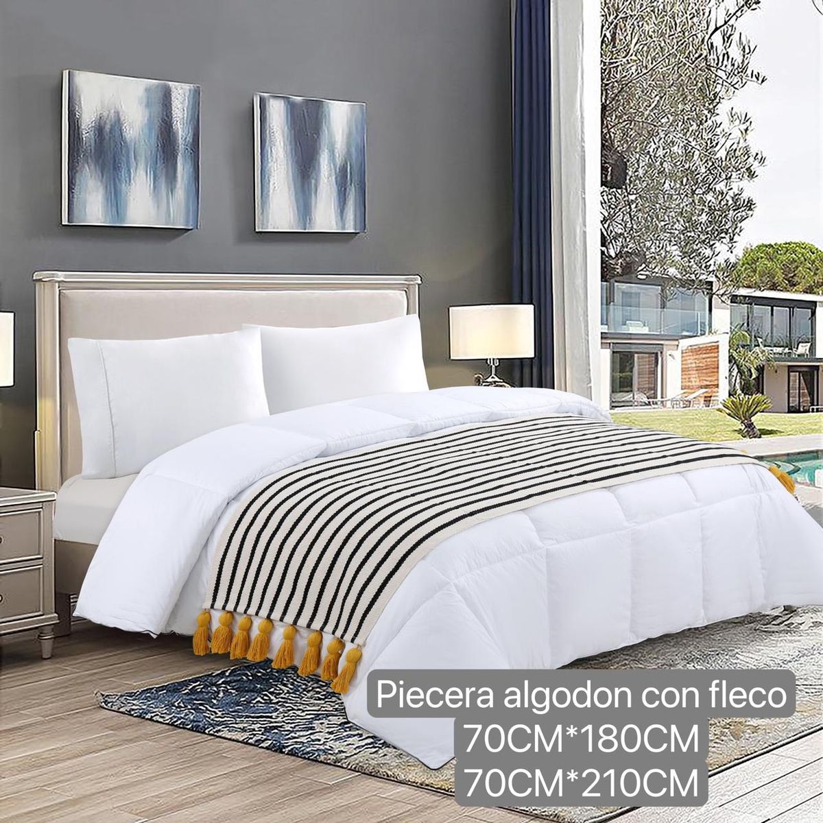 ANGELES DEL HOGAR - Piecera Bordadas con Pompones 2plazas