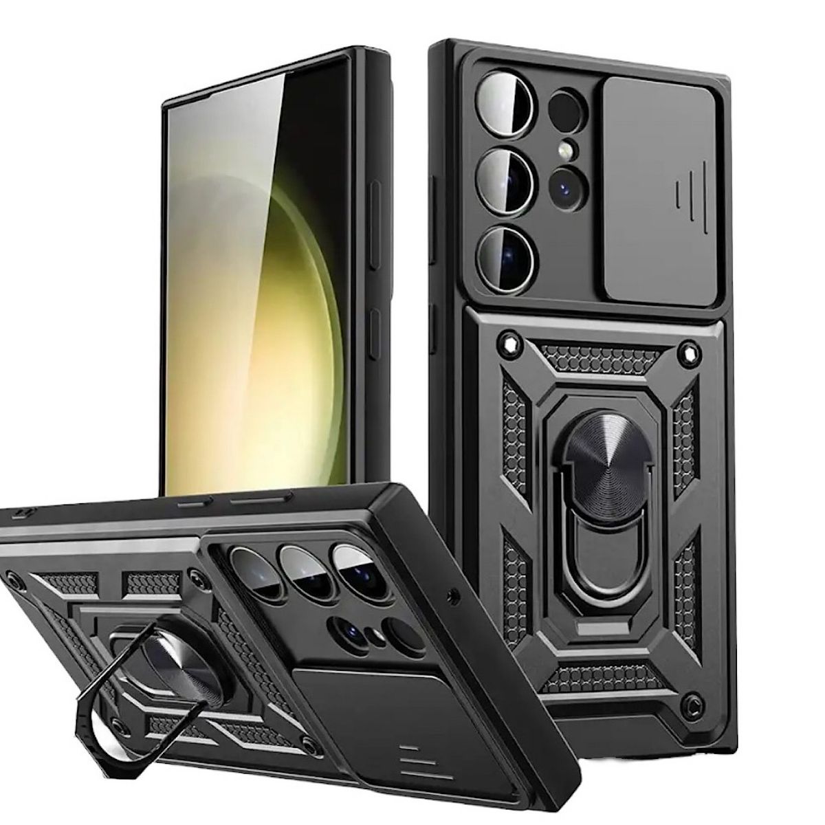 GENERICO - Carcasa Armor Con Anillo Para Samsung S23 Ultra-Negro