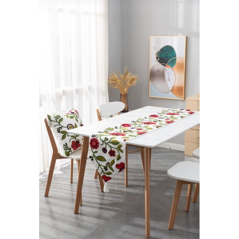 ANGELES DEL HOGAR - Camino De Mesa Medida 37x180cm Bordado