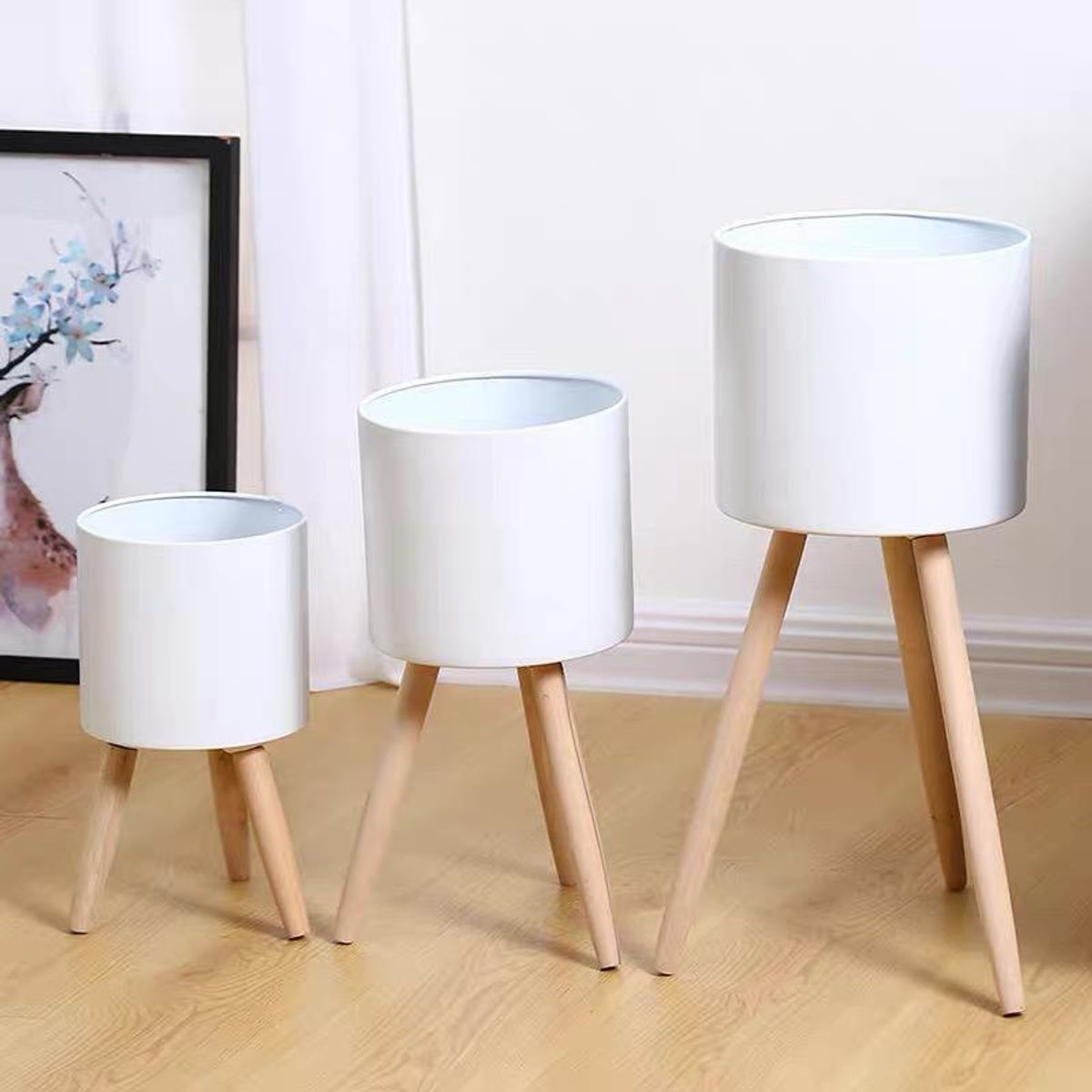 ANGELES DEL HOGAR - Trio de Maceteros Modernos Blanco