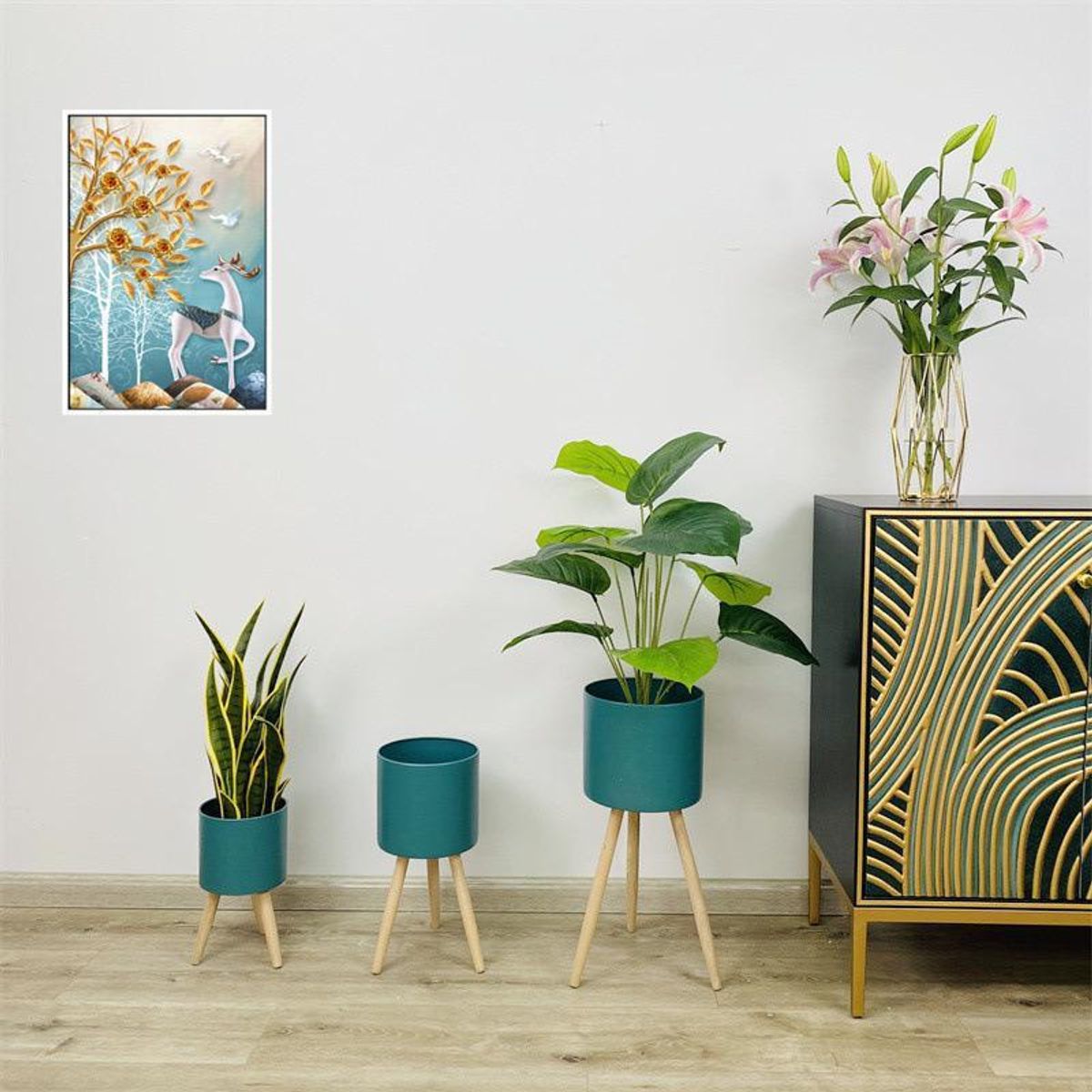 ANGELES DEL HOGAR - Trio de Maceteros Modernos Turquesa