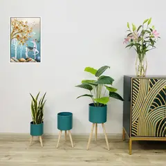 ANGELES DEL HOGAR - Trio de Maceteros Modernos Turquesa