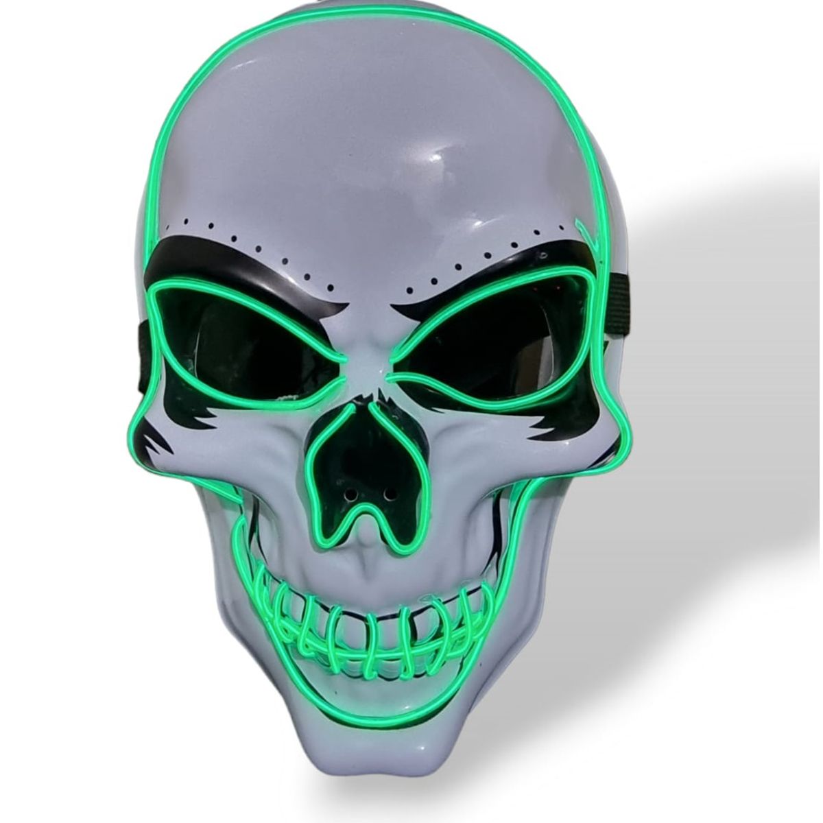 GENERICO - Máscara de Halloween con luz LED Mask Skull Shape VERDE