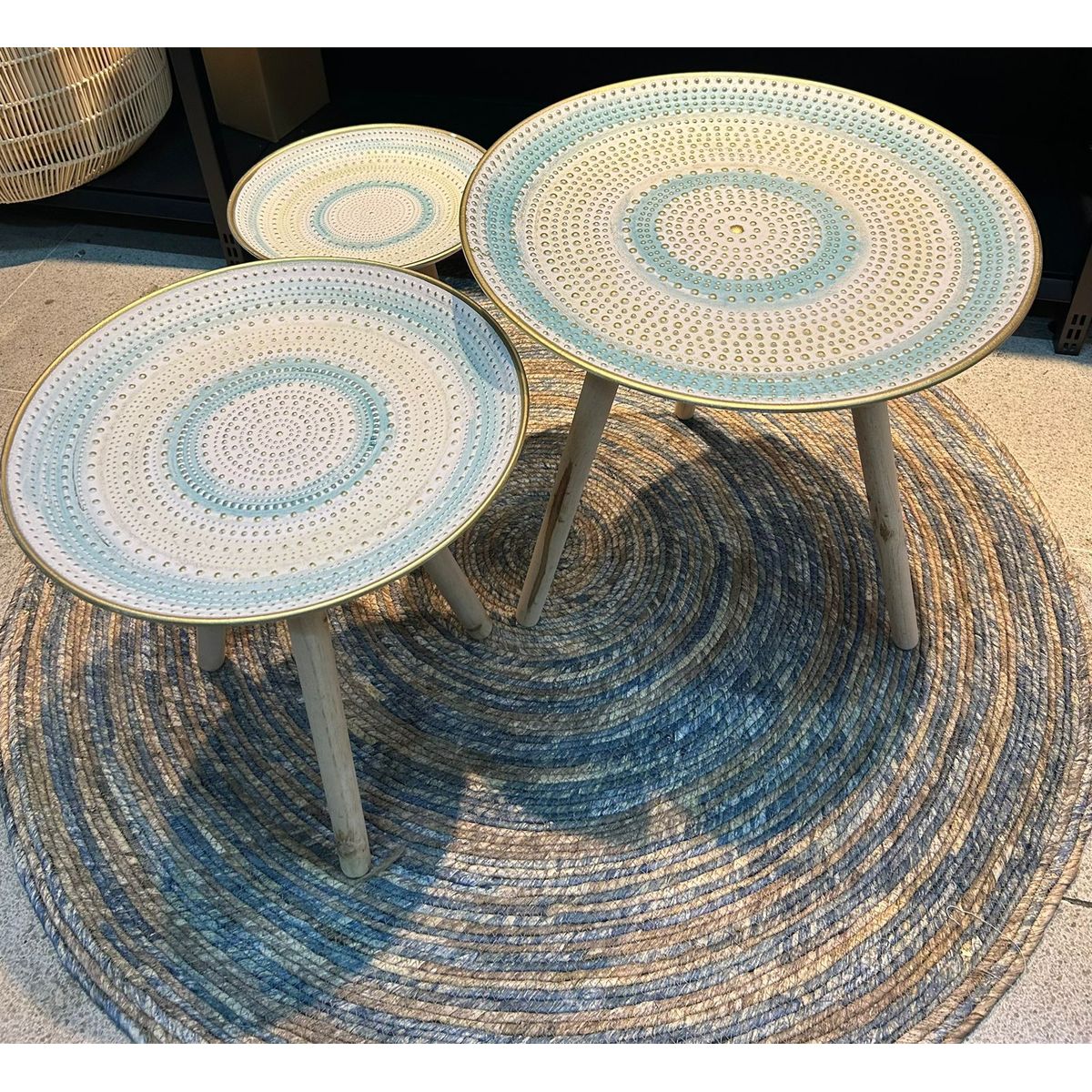 ANGELES DEL HOGAR - Set De 3 Mesas Circular para Living