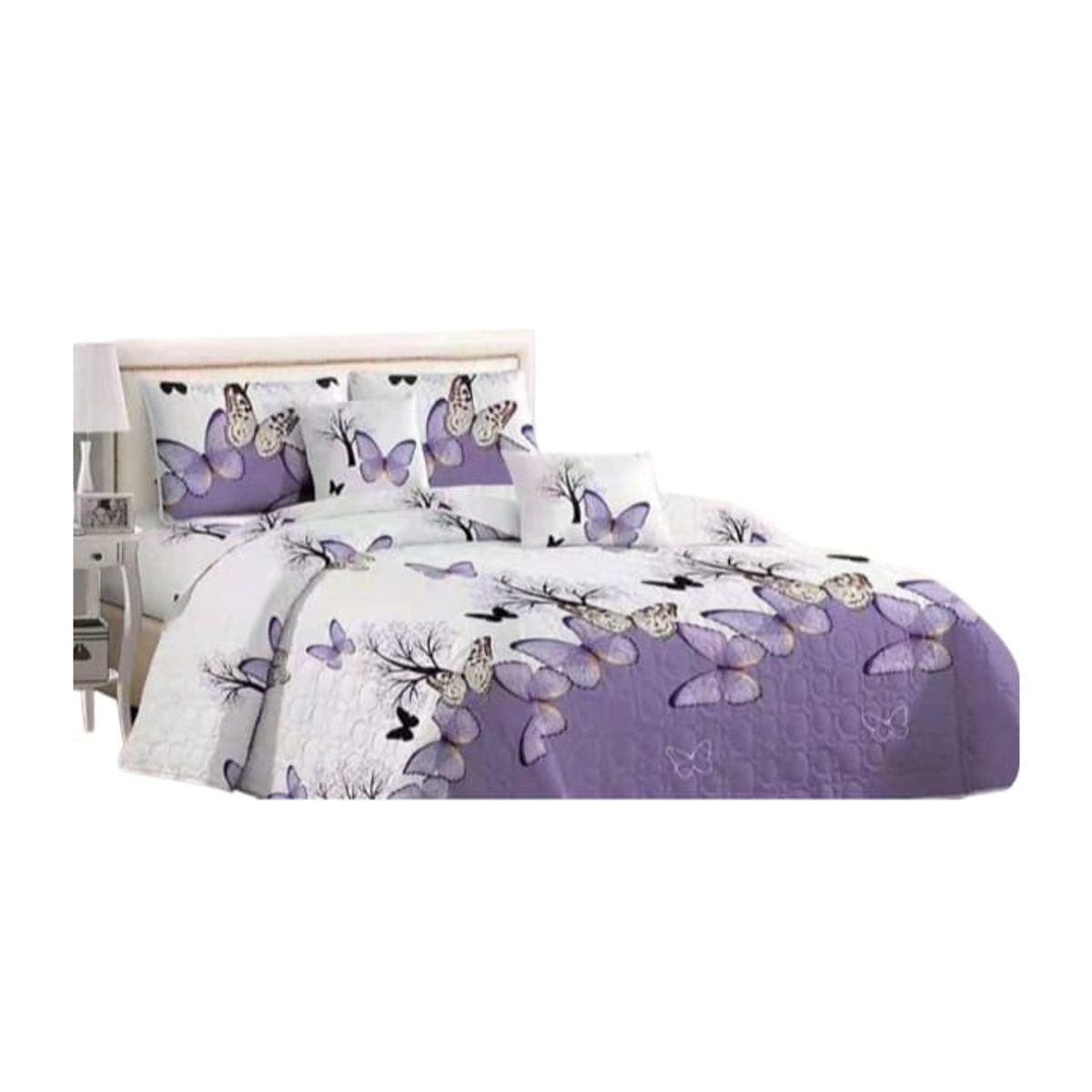 GENERICO - Cubrecama Quilt King Morado mariposa