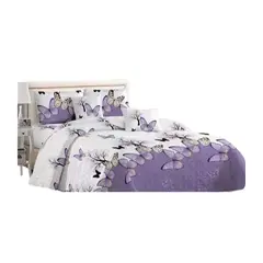 GENERICO - Cubrecama Quilt King Morado mariposa