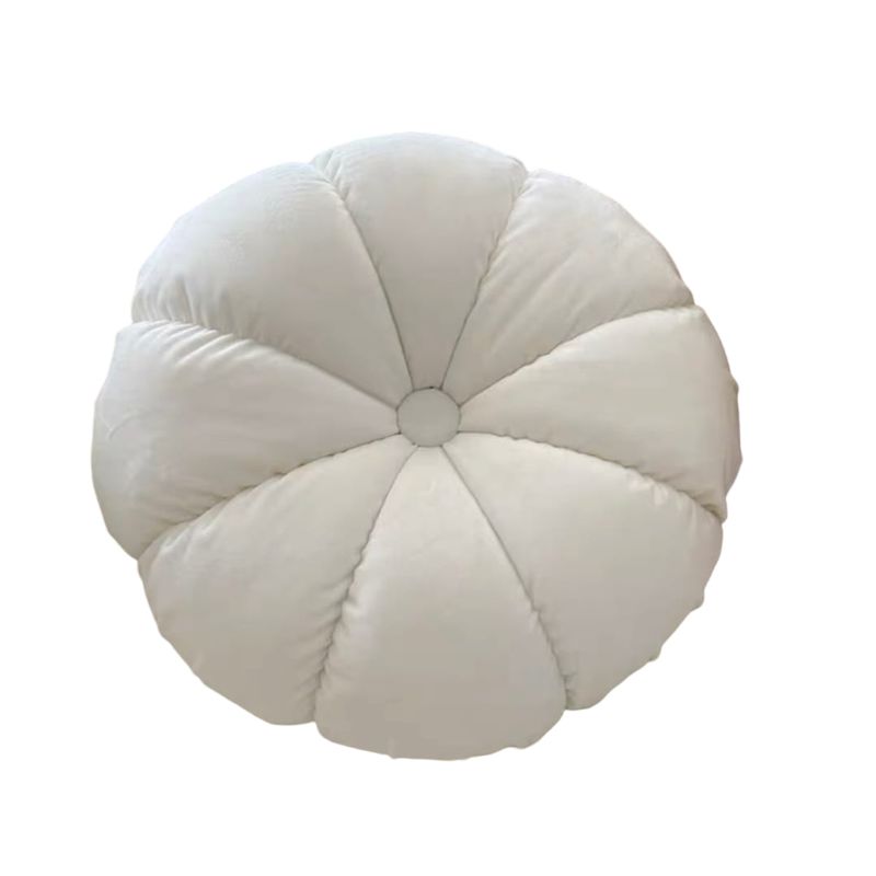 ANGELES DEL HOGAR - Cojín redondo blanco - terciopelo 45 cm de diámetro