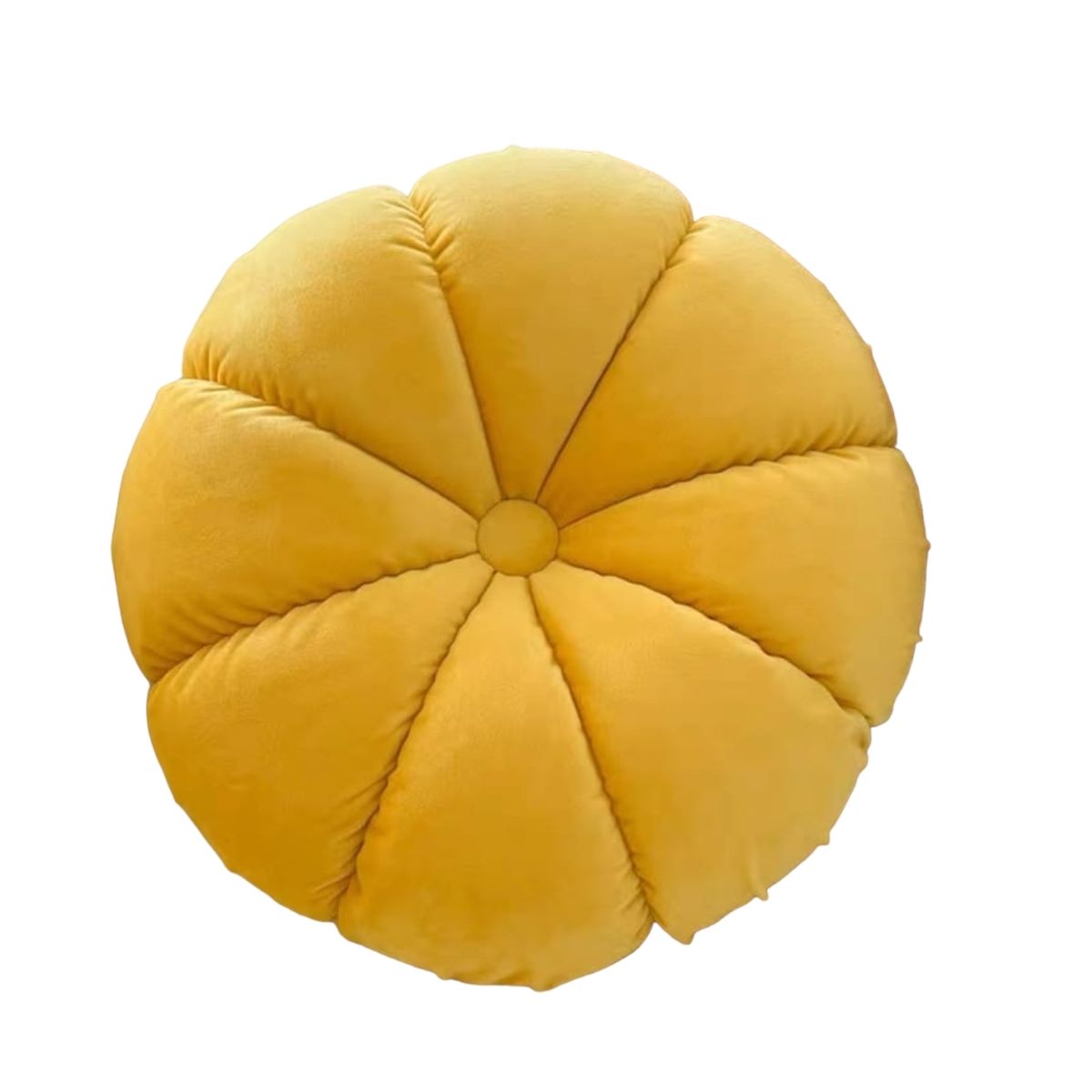 ANGELES DEL HOGAR - Cojín redondo amarillo - terciopelo 45 cm de diámetro
