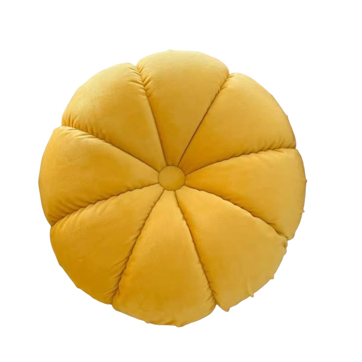 ANGELES DEL HOGAR - Cojín redondo amarillo - terciopelo 45 cm de diámetro