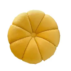 ANGELES DEL HOGAR - Cojín redondo amarillo - terciopelo 45 cm de diámetro