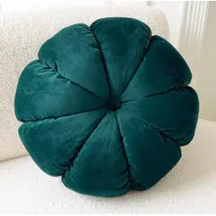 ANGELES DEL HOGAR - Cojín redondo Verde- terciopelo 45 cm de diámetro