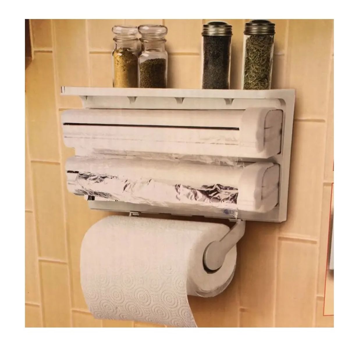 GENERICO - Porta Rollo Toalla Nova Triple Dispensador Cocina Alusa Film