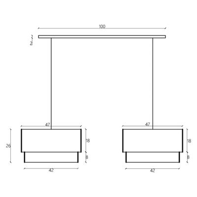 Imagen 2 del producto Lámpara Colgar 2 P Cruda C/Tapa Doble L100