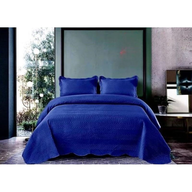 GENERICO - Quilt de Verano 2 plazas. Color Azul  Ls21011