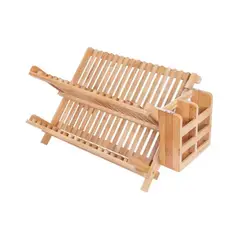 GENERICO - Organizador Escurridor De Platos De Bambú