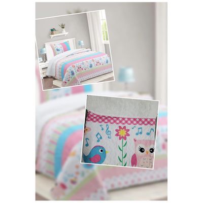 Imagen 2 del producto Cubrecama Quilt Infantil Sherpa 1.5 Plazas Modelo Sweet Bird y Funda