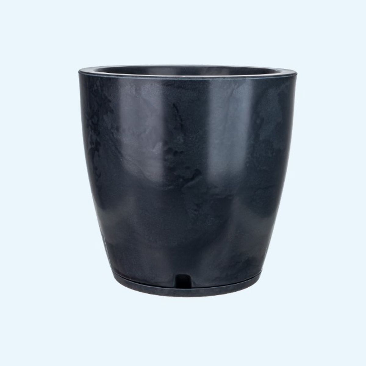 FLORIDIS - MACETERO FLORIDIS NEGRO EFECTO MARMOL AMSTERDAM 45CM ALTO CON PLATO