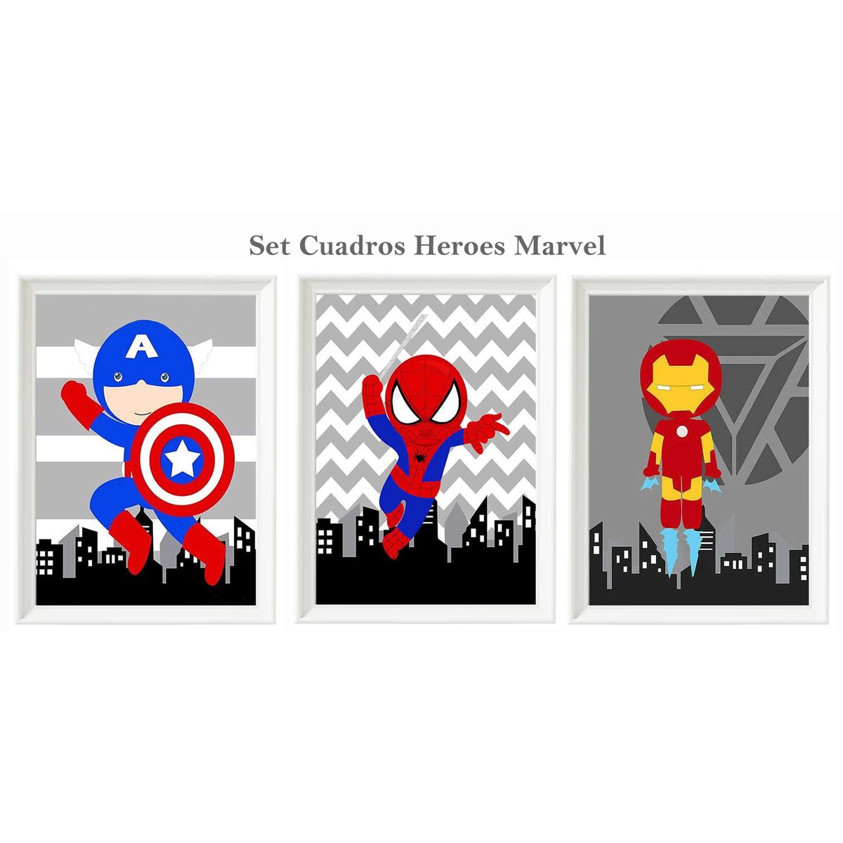 DECORACION CREATIVA - Set Cuadro Infantil niño - Superheroes Marvel