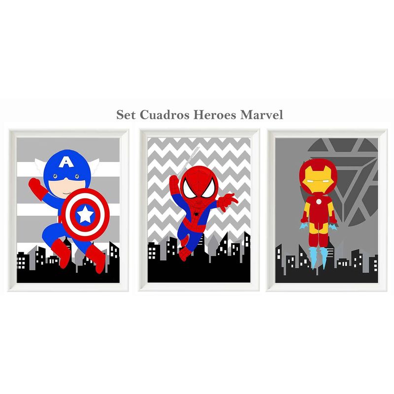 DECORACION CREATIVA - Set Cuadro Infantil niño - Superheroes Marvel