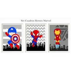 DECORACION CREATIVA - Set Cuadro Infantil niño - Superheroes Marvel