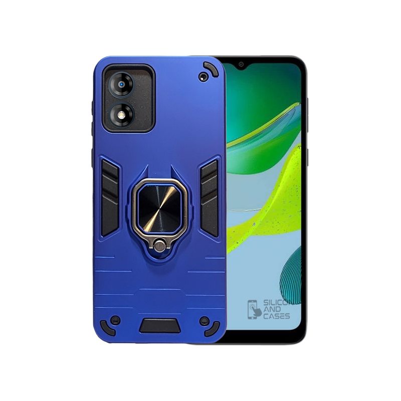 GENERICO - CARCASA PARA MOTOROLA E13 AZUL ANTIGOLPE ANILLO PROTECTOR CAMARA