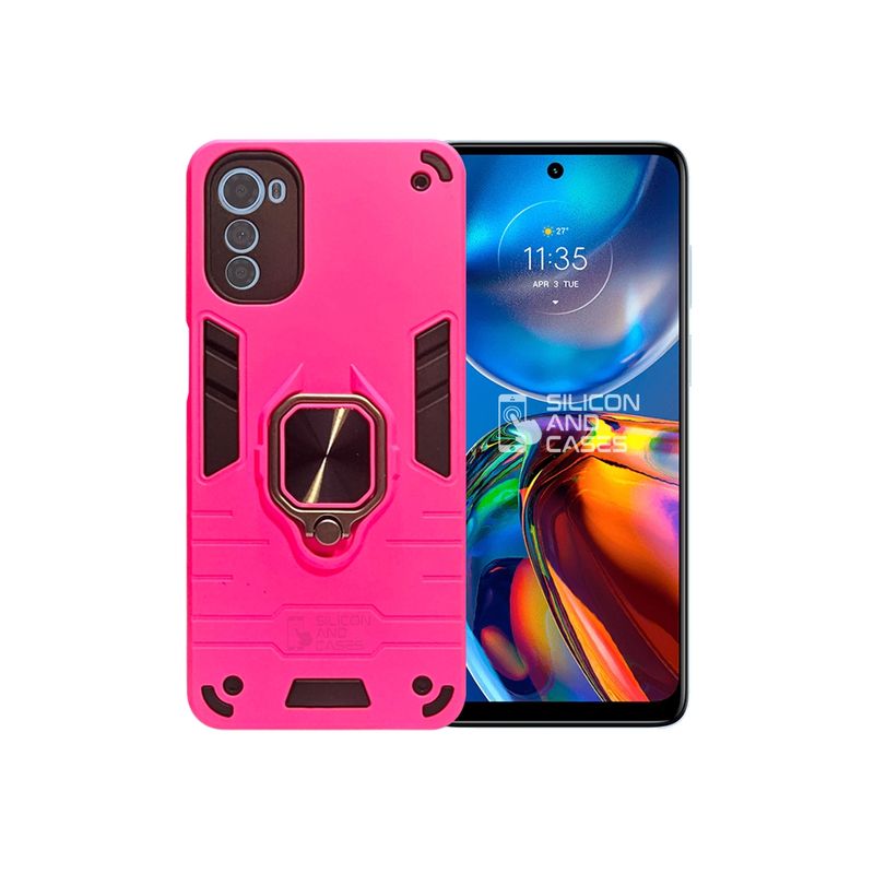 GENERICO - CARCASA PARA MOTOROLA E32 FUCSIA ANTIGOLPE ANILLO PROTECTOR CAMARA
