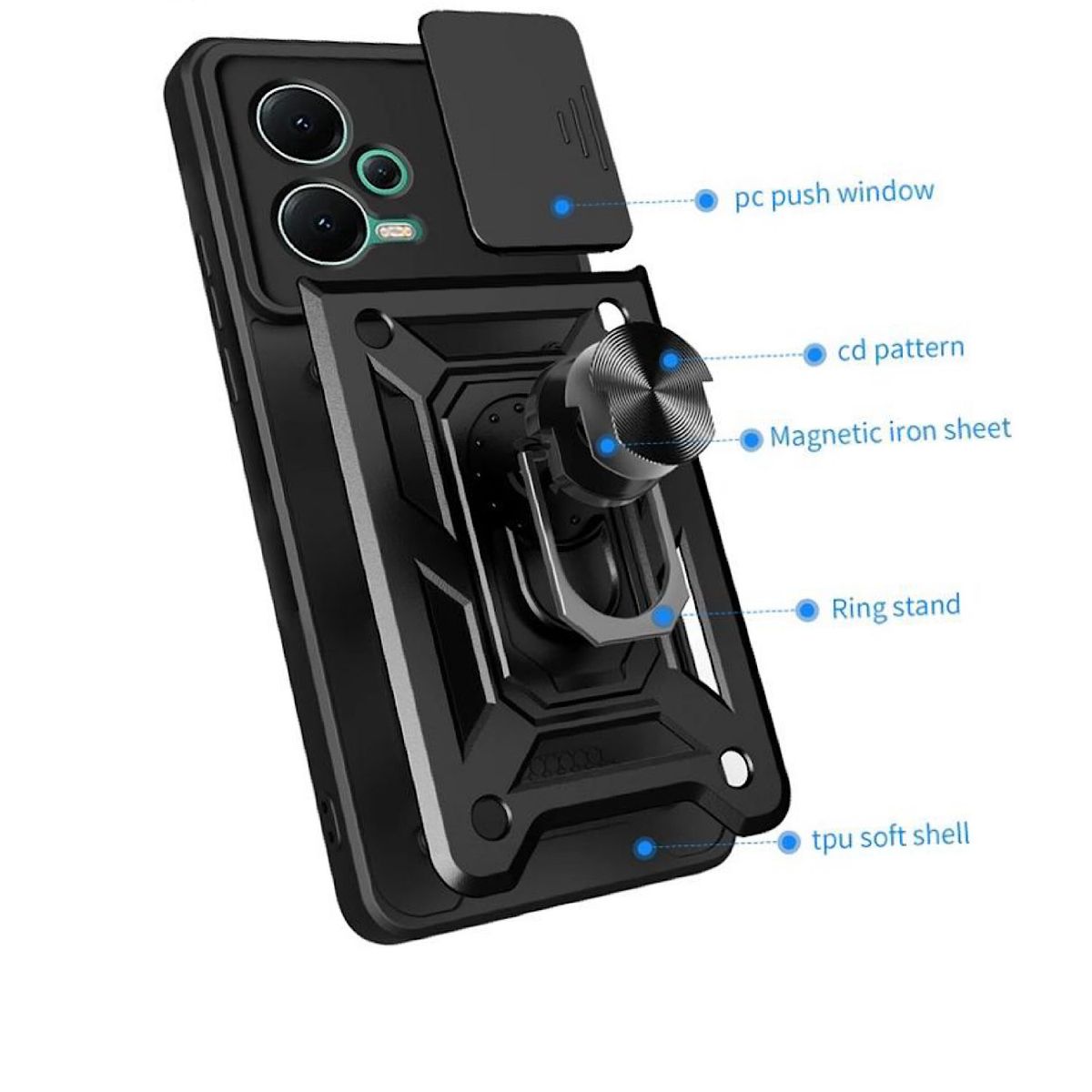 GENERICO - Carcasa Armor Con Anillo Para Xiaomi Poco X5 5G-Negro
