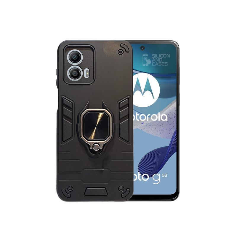 GENERICO - CARCASA PARA MOTOROLA G53 NEGRA ANTIGOLPE ANILLO PROTECTOR CAMARA