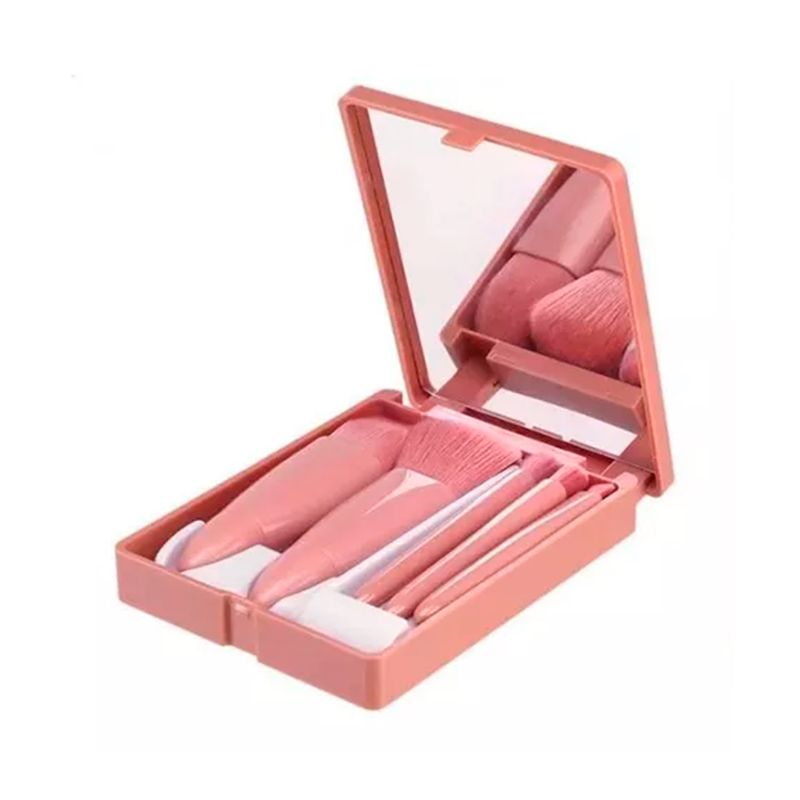 GENERICO - Set 5 Brochas De Maquillaje Profesionales Con Estuche Espejo