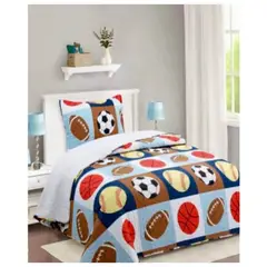 COMPRAPO - Cubrecama Quilt Infantil Sherpa 1.5 Pza. Modelo Fútbol y Funda