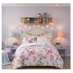 COMPRAPO - Cubrecama Quilt Infantil Sherpa 1.5 Pza. Mod. Mariposas Funda 50x70 Cm