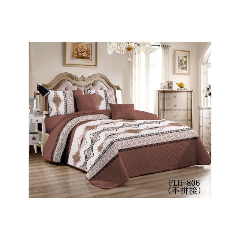 GENERICO - Cubrecama Quilt Verano 2 Plazas - Café Diseño MEI-806